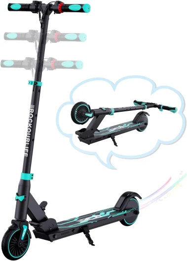 Trottinette électrique Enfant âge 8-12-16 Ans, Seul 7.55KG Pliable Trottinette Electrique, Deux Types Freins, Autonomie Maximale 16KM, Vitesse Maximale 20KM/H, Cadeau pour Enfant et Adolescent Noir-bleu