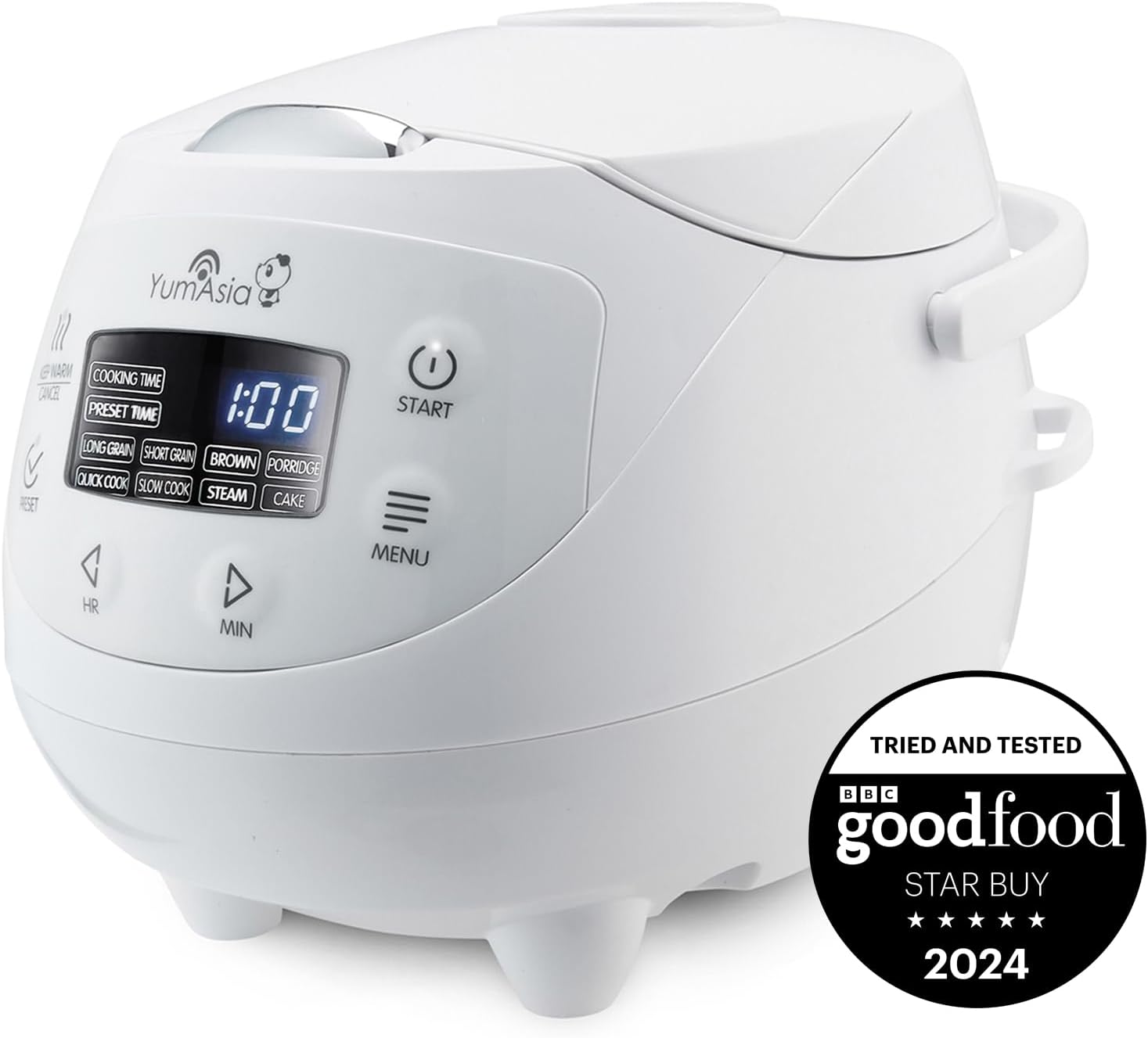 Panda Mini cuiseur à riz avec bol en céramique Ninja et logique floue avancée (3,5 tasses, 0,63 litre) 4 fonctions de cuisson du riz, 4 fonctions multicuiseur, 220-240V (Arctic White)