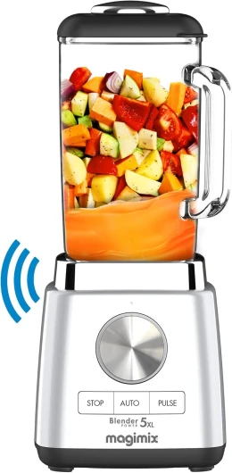 *NOUVEAU* Magimix Blender Power Mixeur Professionnel 5XL Connect - Blender Électrique, Hachoir, Blender pour Smoothie, Mixeur Soupe, Hachoir Blender Multifonction - Bol en verre - Chrome