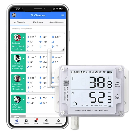 GS1-A Capteur d'humidité et de température sans fil avec application gratuite et alertes par e-mail, connexion WiFi, moniteur de serre, compatible avec IFTTT et Alexa (Wifi 2,4 GHz uniquement)
