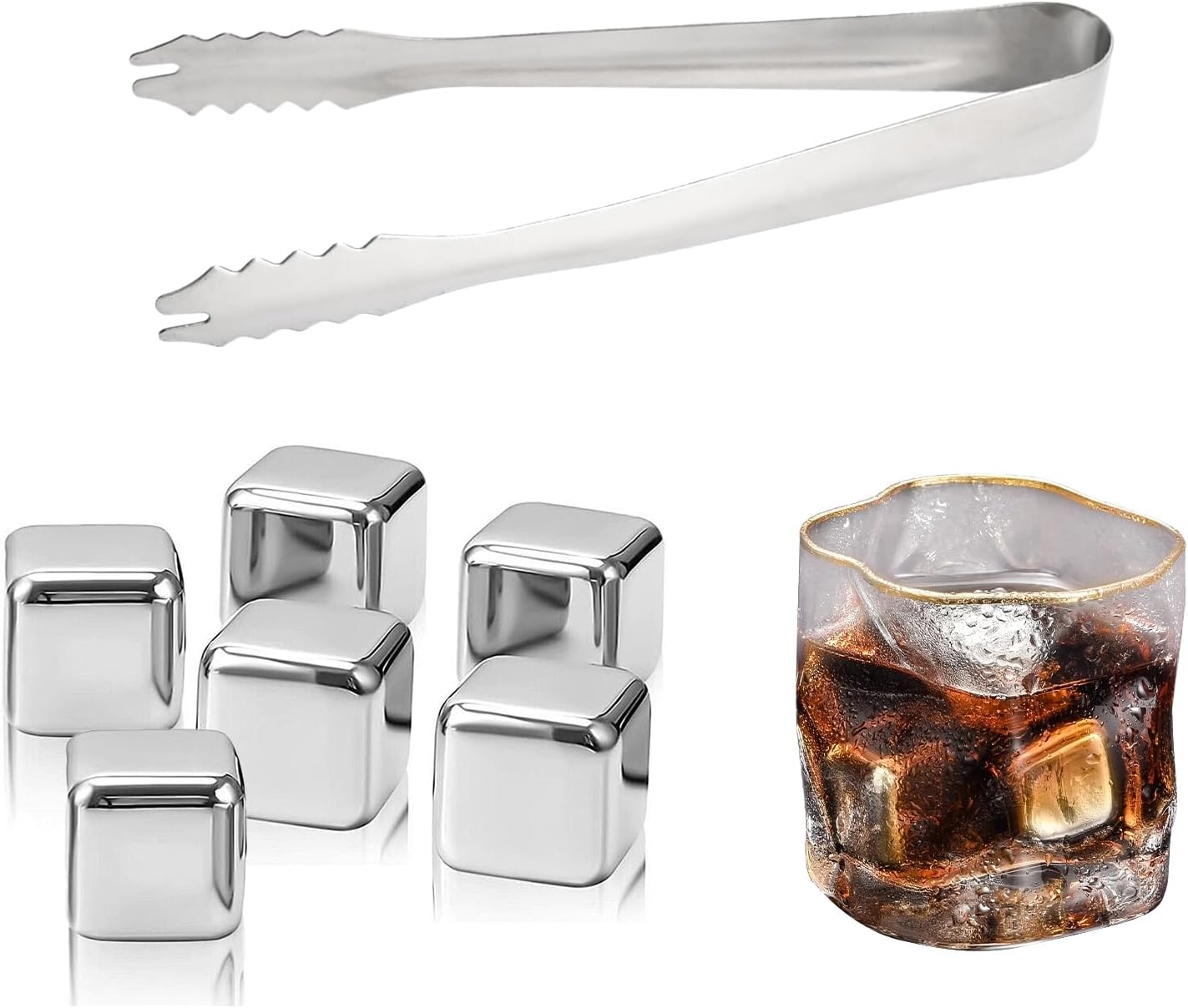 Glaçons En Acier Inoxydable 8 Pièces Pierre Glacons Pour Whisky, Glaçons Réutilisables En Acier Inoxydable, Avec Clip Et Boite Rangement, Pour Whisky, Vin, Jus De Boisson Ou Limonade