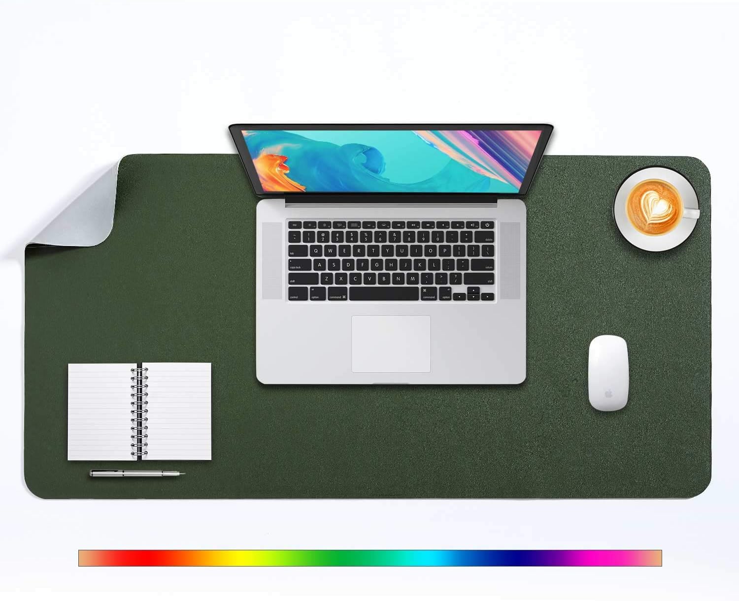 Tapis de Souris Grand, DOBAOJIA Sous Main Bureau XL, Mouse Pad Mat Prolongé, Tapis de Portable, Tableau d'Écriture, Buvard de Bureau, Double Face Usage en Cuir PU Étanche 80 x 40cm(Vert Foncé/Gris) ab Vert Foncé+Gris 80 x 40 cm