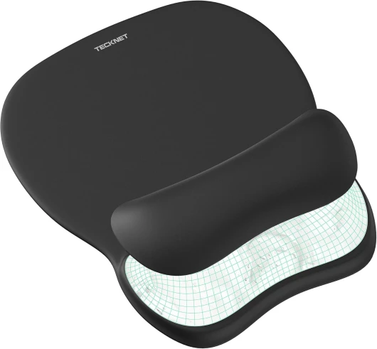Tapis de Souris et Repose-Poignet, Tapis Souris Ergonomique Gel, Rebond Rapide, Tissu en Lycra Imperméable, Base en PU Antidérapante, Parfait pour Ordinateur, Bureau (Noir)