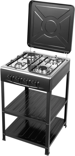 MEELRYD Cuisinière à gaz naturel autoportante avec 4 brûleurs - Avec 4 couvercles anti-poussière pour voyage, activités de plein air - 49 x 49 x 79 cm - Noir