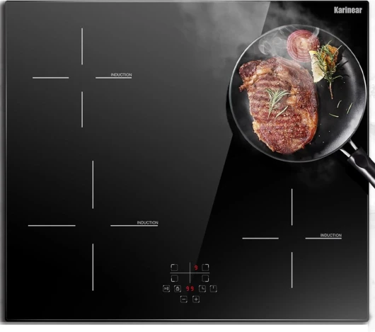 Plaque Induction 4 Feux Encastrable, Plaque à Induction 60 cm, Table de Cuisson Electrique avec Commande Tactile, Minuteur, Verrouillage d'enfant, 6600W, sans Prise
