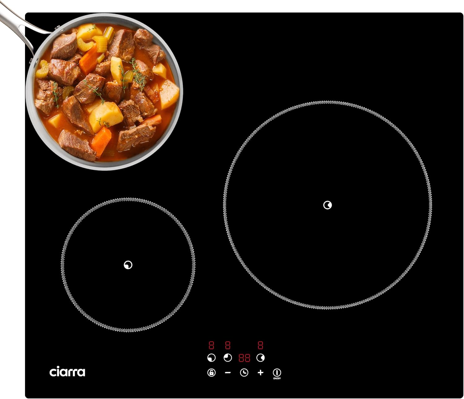 Plaque de Cuisson à Induction, 3 Foyer, 5600W, Commande Tactile, Minuterie, Verrou Enfants, Noir, AWBBIH3-F 3 Foyers - F