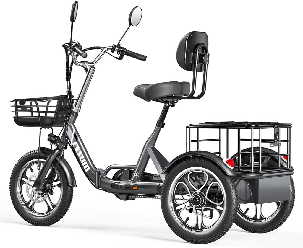 Cysum Tricycle électrique Pliable pour Adulte,Vélo électrique à Trois Roues pour Homme Femme Adulte, 48 V, 22Ah Li-Battery, 16 Pouces, vélo électrique de Ville pour l'extérieur