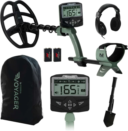 X-Terra Voyager Détecteur de métaux Professionnel Tout-Terrain pour Adultes avec Bobine étanche, 4 Modes de détection, écran rétroéclairé kit Complet avec écouteurs, Sac à Dos, Pelle Profonde 1 - X-Terra Voyager