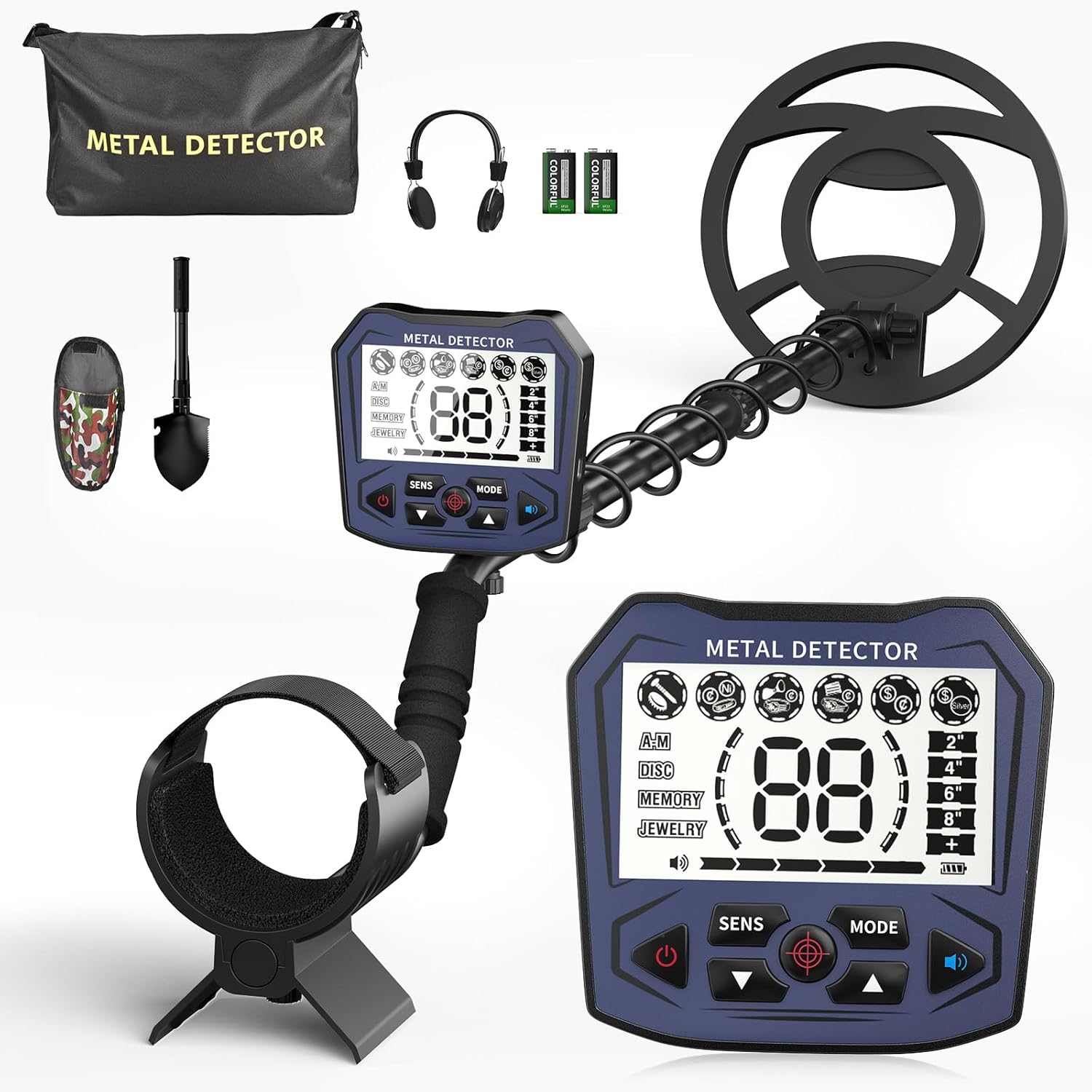 Détecteur de métaux Professionnel pour Adultes et Enfants, Puce Anti-interférence, étanche IP68, Prend en Charge la Batterie et l'alimentation USB, 5 Modes de détection (Gris)