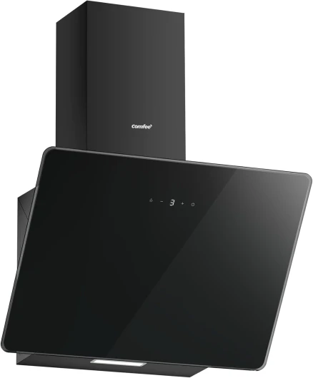 ' ANGJ72B Hotte aspirante A+++ 60 cm 650 m³/h Hotte Inclinée en verre trempé et en acier inoxydable, contrôles tactiles et gestuelles, 4 niveaux de vitesse, LED, recyclage de l'air, Noir Hotte Inclinée, 650 m³/h