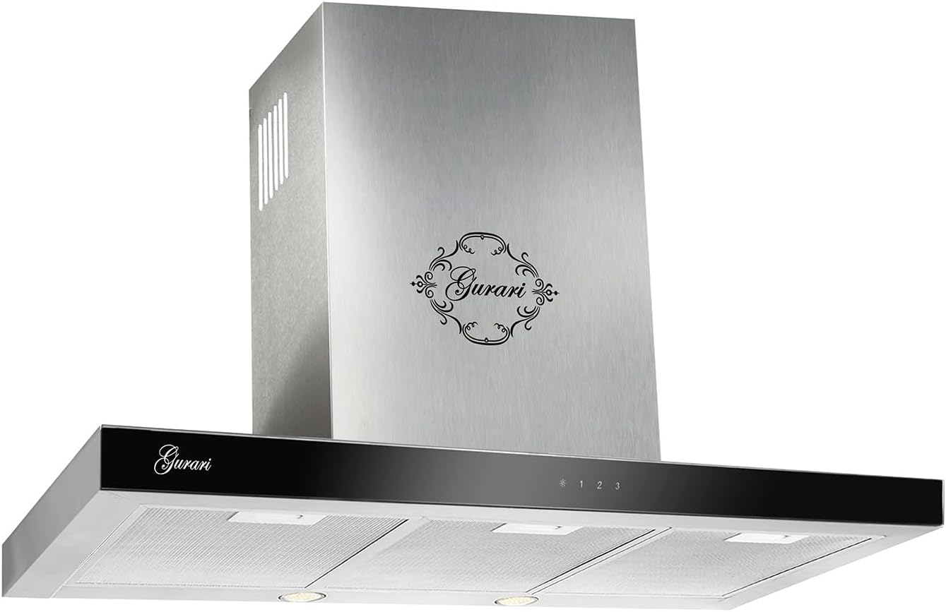 Hotte aspirante Gurari 462 IS Prime 90 cm acier inoxydable, 1000 m³/h, 3 niveaux, TouchControl, télécommande, hotte murale, hotte de recirculation