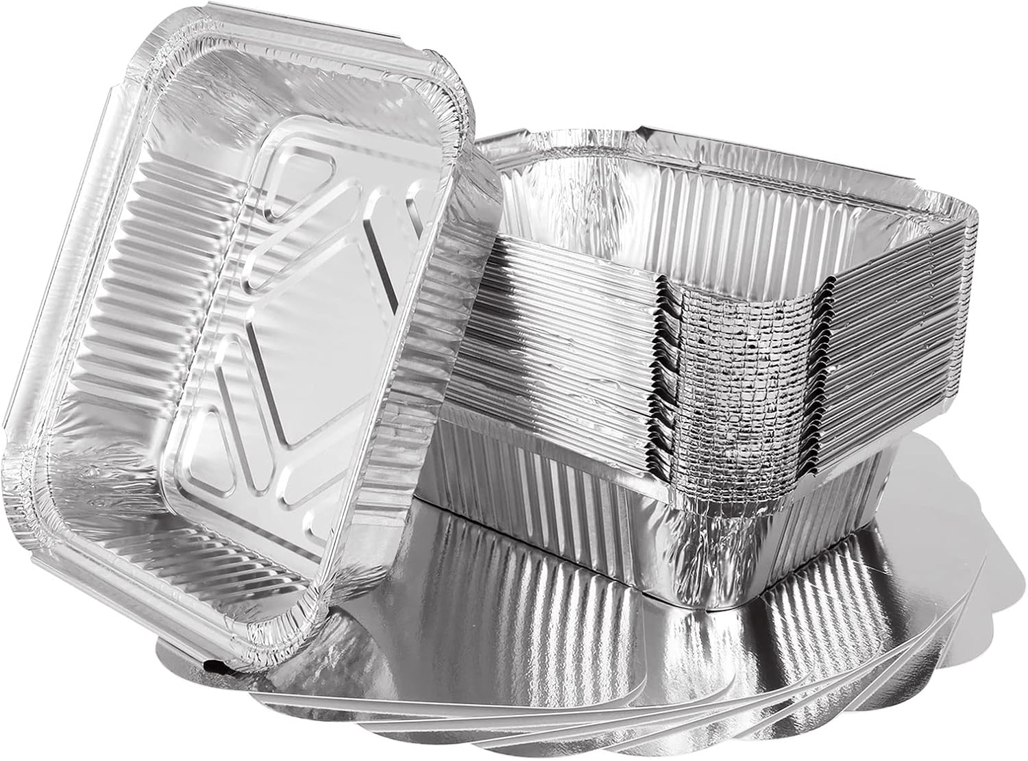 MIVIDE Barquette Aluminium avec Couvercle, Boite Aluminium avec Couvercle pour Barbecue, Cuisson, Congélation, Stockage, Grillage (600ML)
