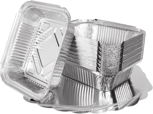 Barquette Aluminium avec Couvercle, Boite Aluminium avec Couvercle pour Barbecue, Cuisson, Congélation, Stockage, Grillage (600ML)