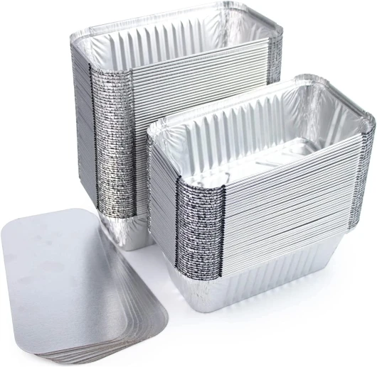 Miamex Lot de 100 Barquettes en Aluminium 480ml Jetables avec Couvercle pour Transport de Nourriture - Congélation – Cuisson 480 ml