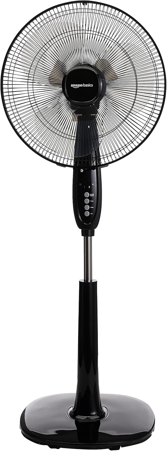Ventilateur Oscillant Numérique sur Pied 3 Pales Doubles avec Télécommande, Noir Noir 3-Speed