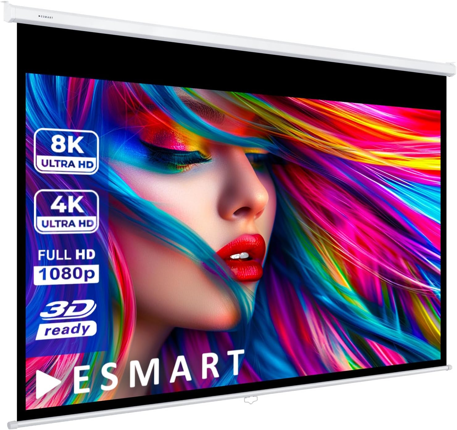 ESMART Professionnel MIROLO Écran de Projection Manuel 160 x 90 cm (72") 16:9 - Écran de projecteur Home cinéma écran Rollo LCD LED 160 x 90 cm (72") 16:9 Tissu: Blanc Écran projection manuel Professionnel MIROLO Serie