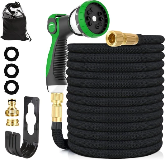 KSSKEN Tuyau d'arrosage Extensible 15m, Upgraded, Tuyau Flexible&Léger avec 10 Modes d'arrosage pour Irrigation, Raccords Cuivre Haute Qualité,Nettoyage du Jardin,Laver la Voiture, Baigner Animal