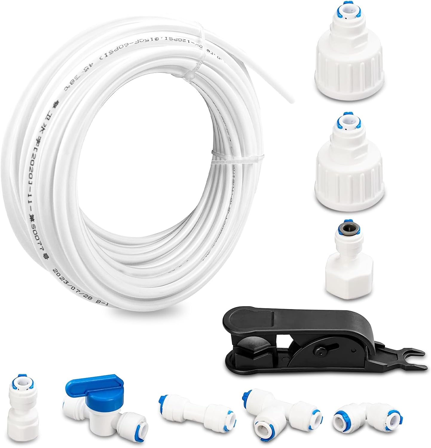 Avesteir Matériau POM Tuyau Frigo Alimentation en eau, Kit de Universel Raccord pour Purificateur d'eau, Set de Raccordement pour Réfrigérateur Conduite Arrivée Connecteurs pour Osmose Inverse