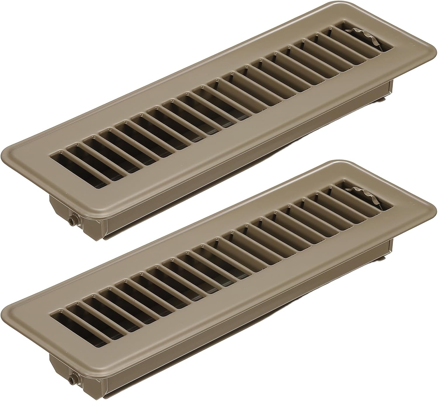 10 X 2 Pouces Grille de Sol, 2Pcs Couverture de Ventilation D'Air Robuste en Acier Ajustable Décorative Facile à Ajuster Grilles de Sol pour Maison Bureau, Marron