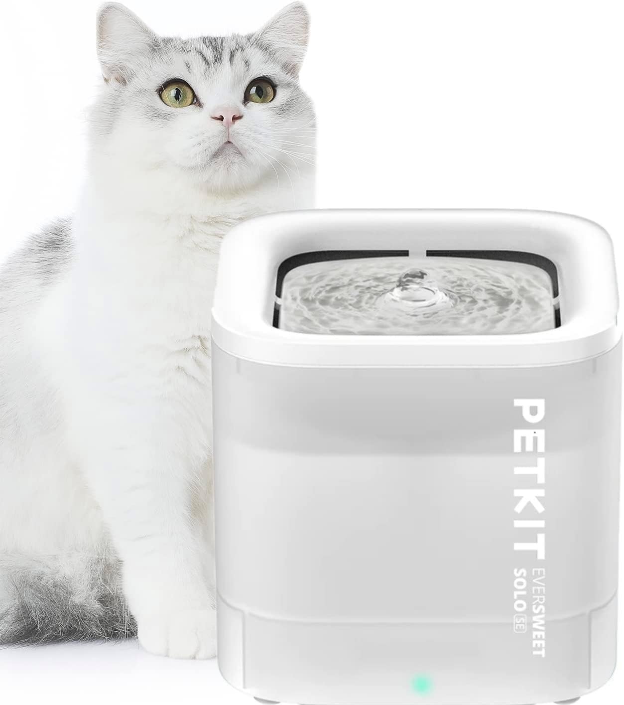 CYBERTAIL Fontaine à Eau pour Chats, avec Pompe à Eau sans Fil, Moins de 25dB, Filtre 3.0, Equipé de Lumières LED, Capacité de 1,8L pour Chats Chiens et D’Autres Animaux de Compagnie Blanc