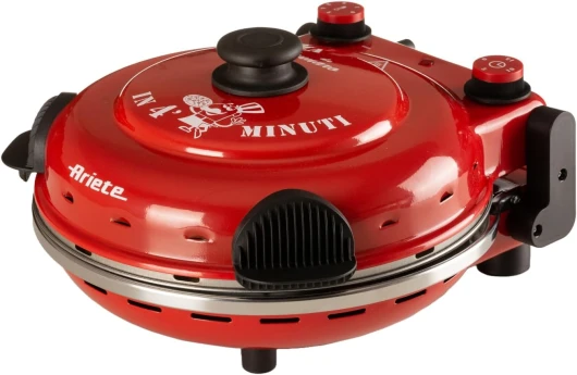Pizza Four 919, Pizza 4 Minute, 5 Niveaux de Cuisson, Plaque Réfractaire Anti-Adhérente pour Le Réchauffage, Lames en Bois Incluses, Température Maximale de 400°C, 1200W, Rouge Rouge 919 Single