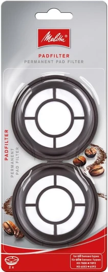 180424 Filtre à café permanent 2 pièces pour toutes les machines à café à dosettes Philips Senseo, noir