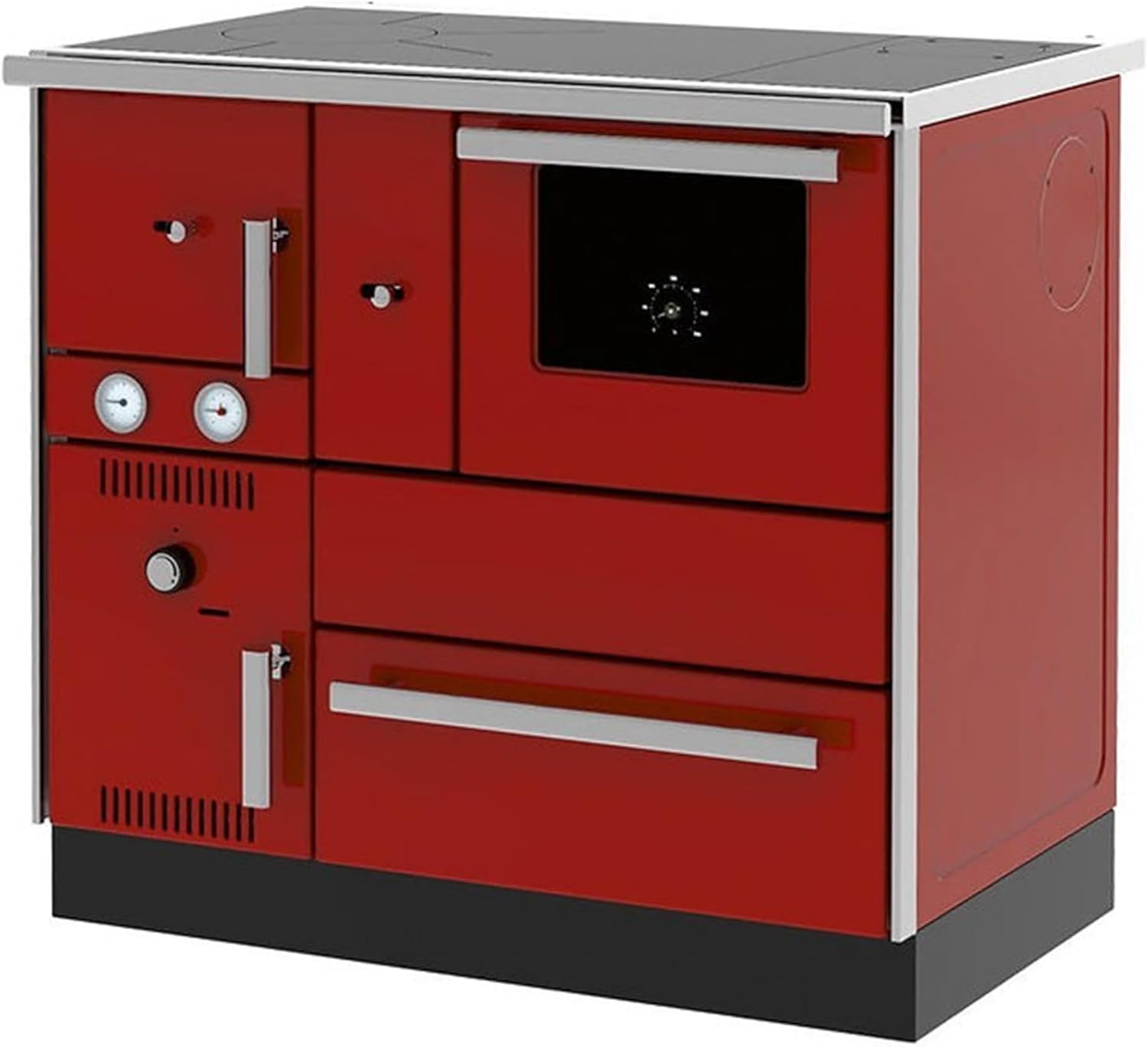 Cuisinière Bois Chauffage (7,44 kW) + Bouilleur (20,1 kW) Sannover 27 kW Bordeaux Rouge