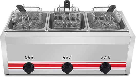 ZYLDDS Friteuse à gaz,Friteuse de Croustilles de Poulet en Acier Inoxydable avec Panier,friteuses à copeaux Puissance de feu réglable pour la Maison et Le Commercial,C