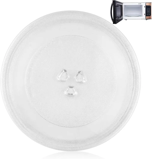WinGluge Plateau Micro Onde 24.5cm, Assiette Tournante en Verre Type Y pour Micro-ondes, Plateau Tournant pour Micro Ondes et Possède 3 Fixations, Compatible avec Four à Micro-ondes avec Support Rond
