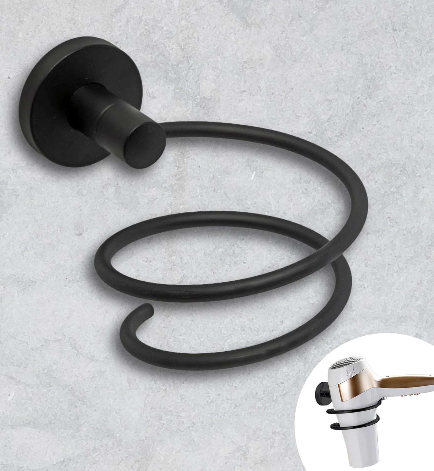 IPEA Porte Sèche Cheveux Auto-Adhésif Mural – Ne Nécessite Pas de Perçage – Design Moderne – Élégant Porte-Sèche-Cheveux Adhésif Mural à Coller dans la Salle de Bain et Maison