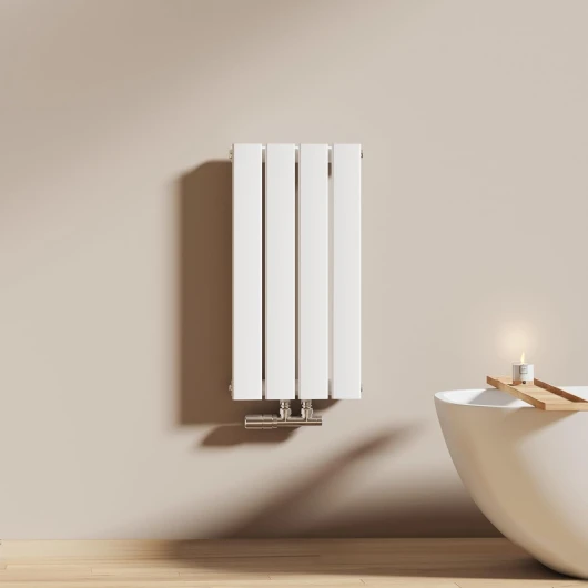 Radiateur à Eau Chaude 60x30 cm, Radiateur plat seule couche connexion centrale, Montage mural vertical design, Blanc 60x30cm Seule couche Blanc