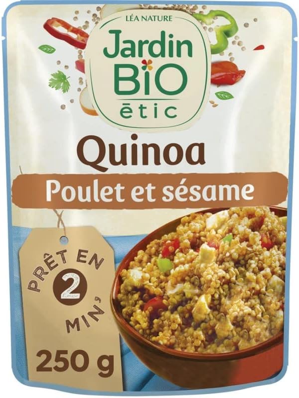 QUINOA & ÉMINCÉ DE POULET AU SÉSAME BIO 250G, JARDIN BIO ETIC, LOT DE 4