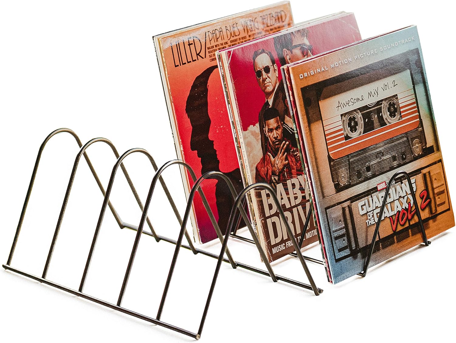 Rangement/ Étagère vinyle pour 75 vinyles - Métal noir mat - Accessoire vinyle - Porte-dépliants - Support à disques Magazines Livres - Déco