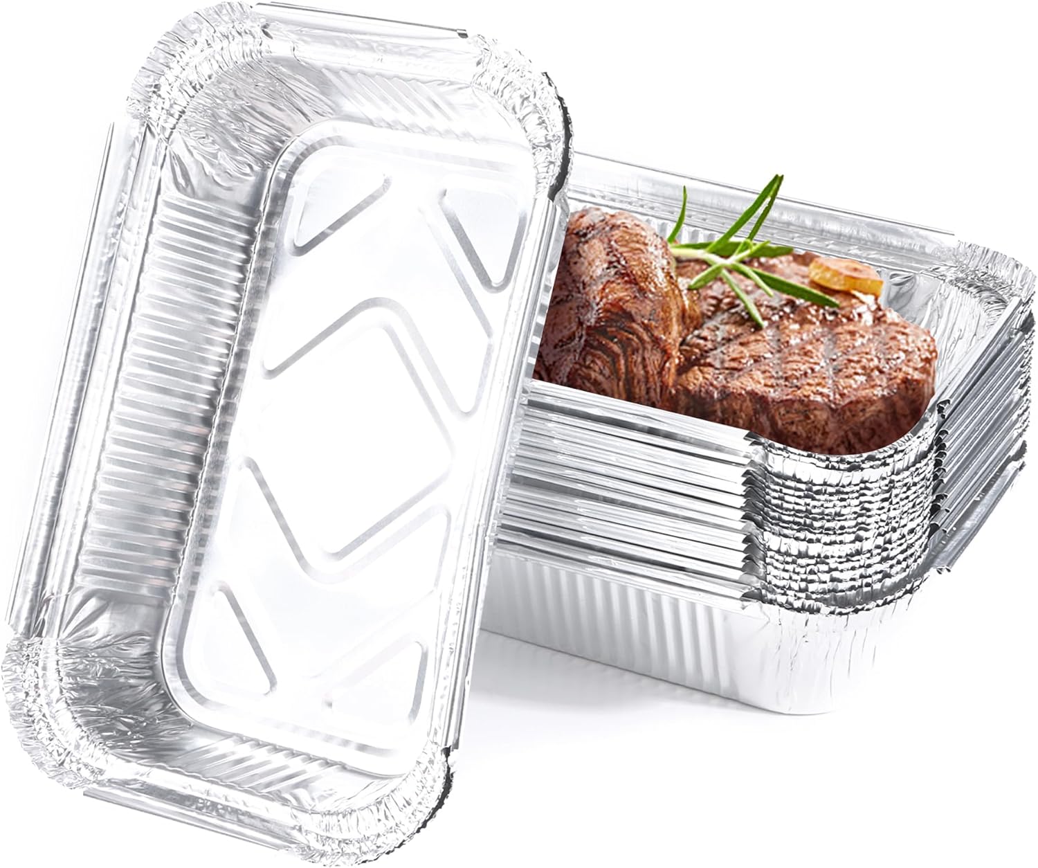 TYSM-CC 25 Barquettes Aluminium Professionnelles Recyclables – Pour Cuisson Four, Barbecue, Congélation & Stockage Alimentaire (17x11x4 cm, 410 ml) – Résistantes à la Déformation et Étanches