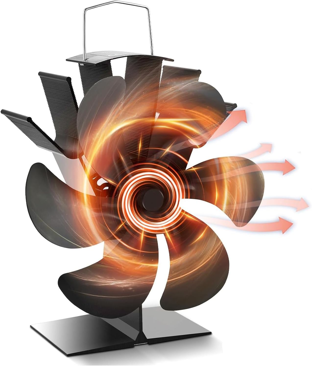 Ventilateur Poele à Bois 6 Pales, Ventilateur de Poele a Bois, Ventilateur Poele à Granulés Sans Électricité, Ventilateur Cheminée Poele à Bois, Silencieux, Économie D'énergie, Circulation D'air Chaud