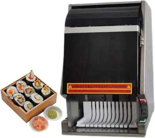 Machine à sushi automatique, machine de découpe de sushi commerciale avec lame amovible en acier inoxydable, peut couper en 8/10/12 morceaux, machine de découpe de rouleaux de sushi,12slices