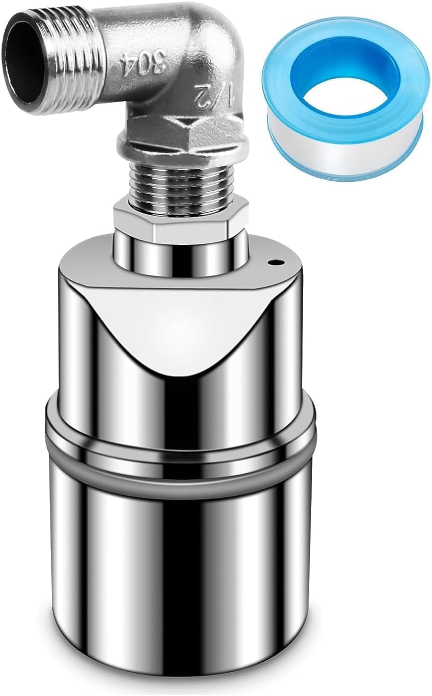 Robinet flotteur 1 pouce pour réservoir d'eau piscine - Valve de contrôle automatique du niveau d'eau - Acier inoxydable 304 Mauvais niveau d'eau - Remplissage automatique - Valve flottante Entrée latérale de 1 pouce