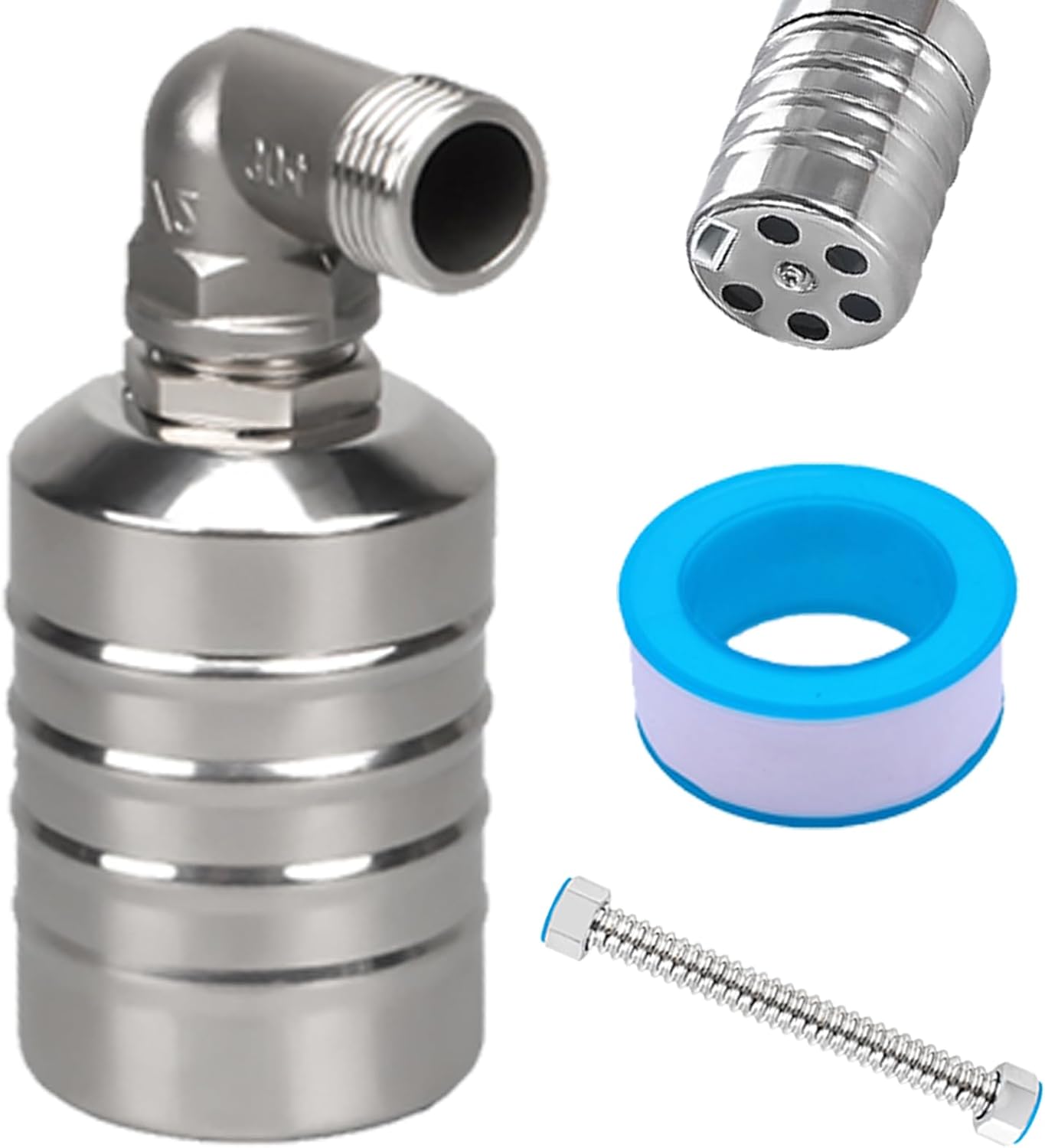 1/2" Vanne à Flotteur Entièrement Automatique, Valve De Contrôle Du Niveau D'Eau en Acier Inoxydable 304, Régulateur de Niveau d'eau Automatique Pour Réservoirs D'Eau, Piscines, Tours D'Eau 1/2''