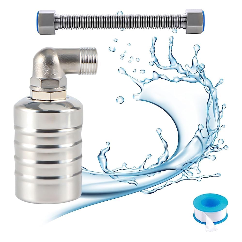 1/2" Vanne à Flotteur Entièrement Automatique, Acier Inoxydable 304, Niveau Automatique Piscine, Régulateur de Niveau d'eau Automatique Pour Réservoirs d'eau, Piscines, Tours d'eau 1/2 Side Water Intake