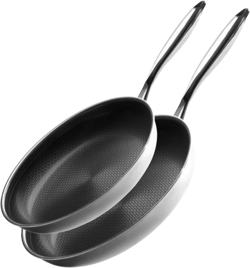 Onyx Cookware Lot de poêles 24 + 28 cm - Poêles à revêtement à induction - Poêle pour tous les types de plaques de cuisson - Surface anti-adhésive anti-rayures - 3 couches d'acier inoxydable/aluminium