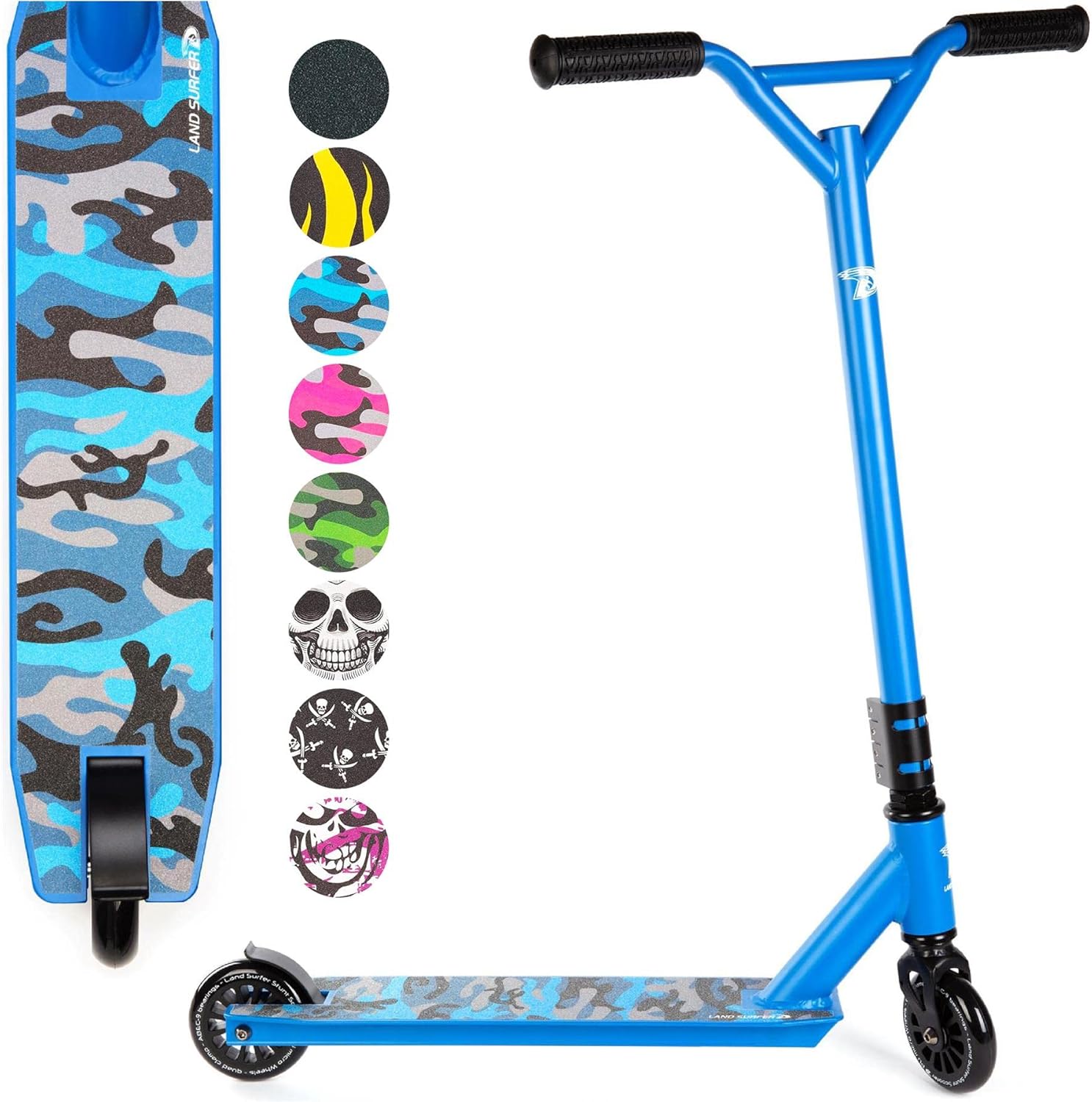 Trottinette Freestyle - Trotinette Adulte & Enfant +8 Ans - Trotinette 2 Roues - Plate-Forme en Alliage Bleue Camouflage