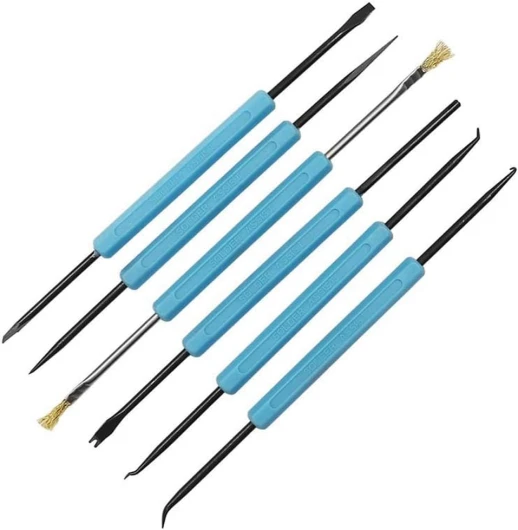 IKOPFLN 6 Pièces Outil de Réparation D'aide à la Soudure à Double Tête Réparation de Carte de Circuit Imprimé Ensemble D'outils D'assistance Auxiliaire de Nettoyage pour Composants électroniques