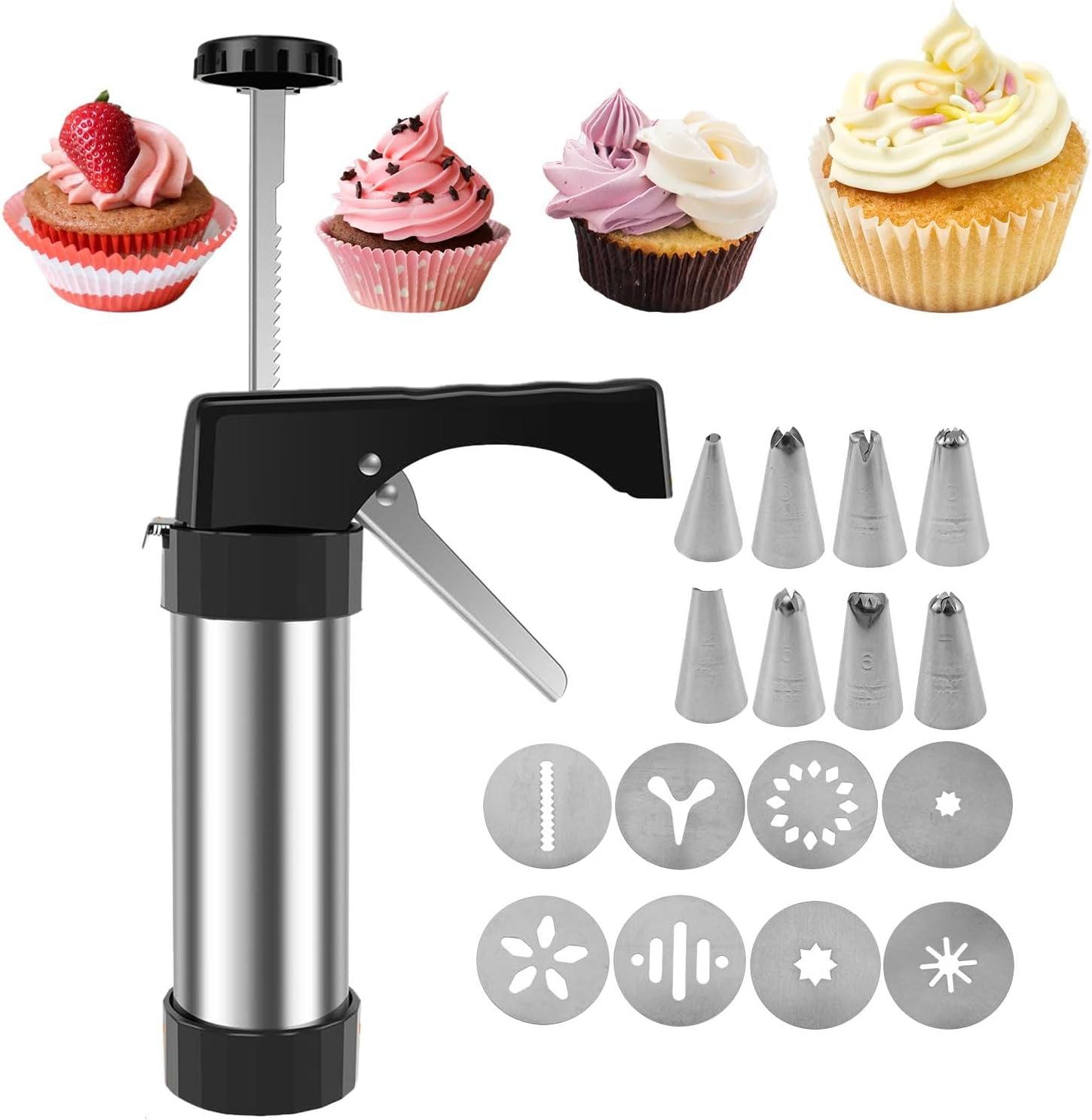 Demaxiyad Machine à biscuits, machine à churro - Machine à Churro hygiénique et robuste,Machine à Churros avec 8 becs de plastification, sac de plastification pour la famille, les amis et les