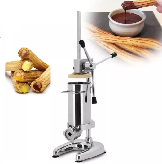 Machine de remplissage de churros manuelle, machine à churros espagnole verticale, machine à churro de beignets espagnols avec 5 buses de tuyauterie,pour Delis,maison et cuisine,2L