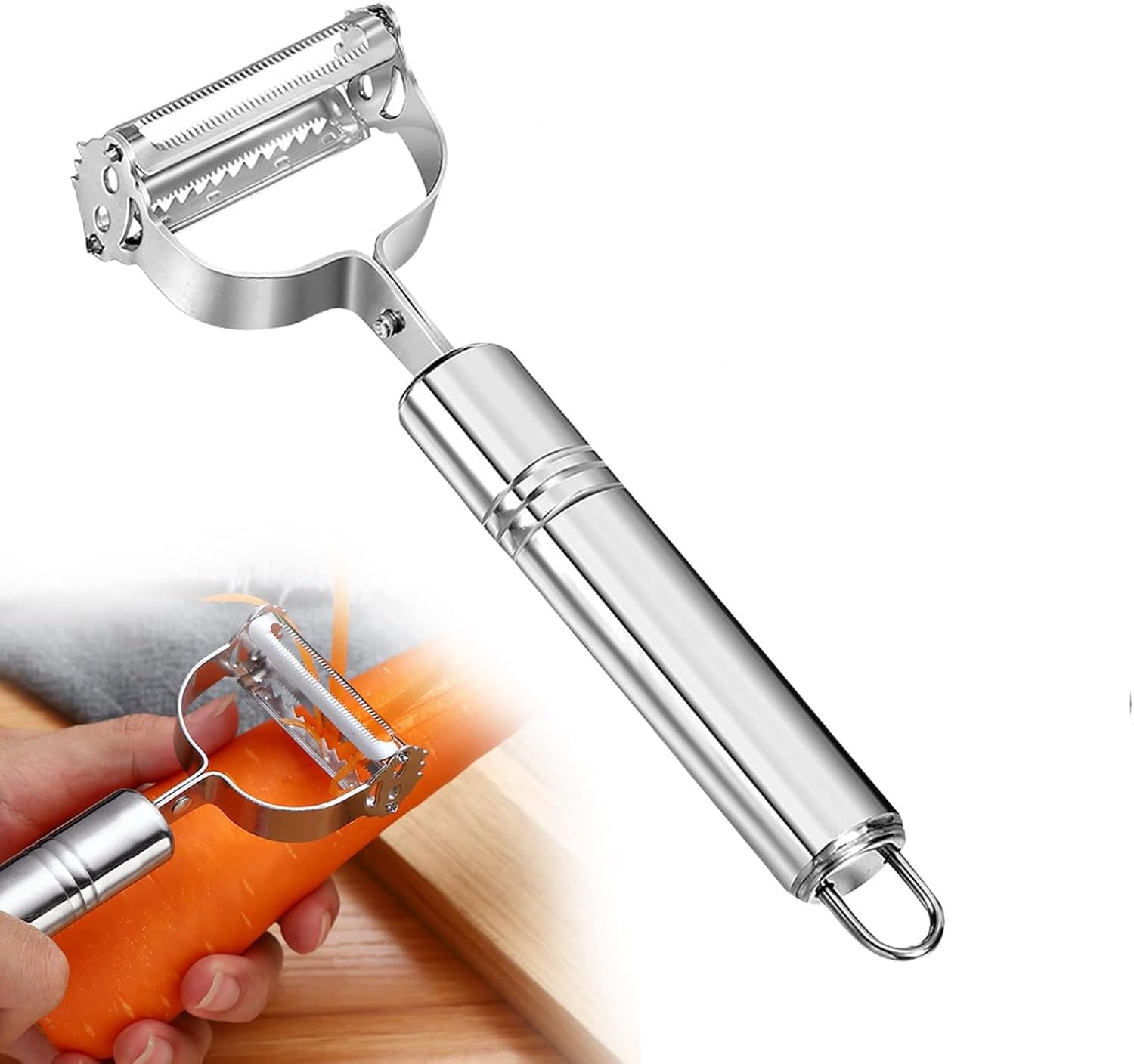 Éplucheur Légumes et Fruits - Éplucheur multifonction en acier inoxydable, râpe à suspendre de qualité alimentaire, Va au Lave-Vaisselle