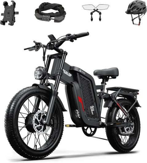 Vélo électrique pour Adulte, Double Moteur Puissant, Batterie Li-ION 52 V 24 Ah, pneus Larges de 20 Pouces, Doubles Freins à Disque hydrauliques, Suspension intégrale, vélo électrique 7 Vitesses