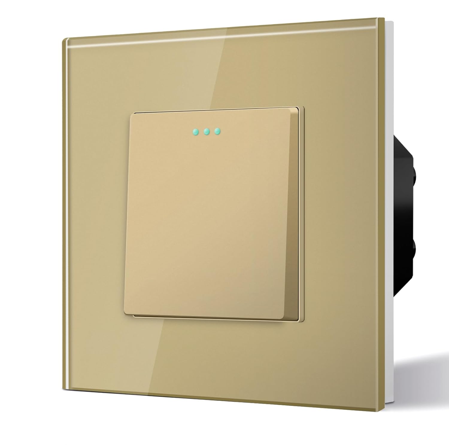 Interrupteur à Bascule Bouton Poussoir Applique Murale Interrupteur MéCanique 10A 250V Plaque De Cristal Trempé Or 1 Gang 2 Voie Interrupteur D'éClairage Sans Vis 1 Gang 2 Voie Or