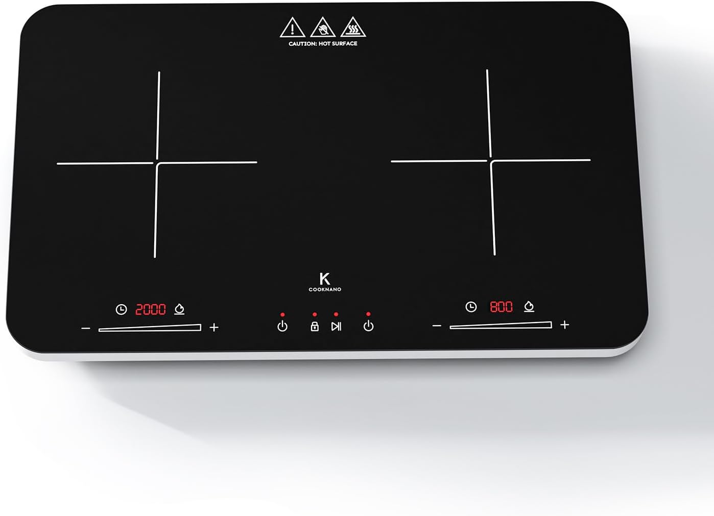 COOKNANO Plaque à Induction, 3600W, Plaque de Cuisson à Induction Double avec Contrôle Indépendant, 20 Niveaux de Température, Minuterie de 6 Heures