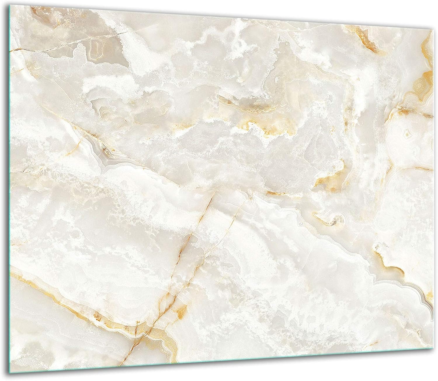 TMK Plaque de protection en verre pour cuisinière électrique à induction - 60 x 52 cm - Protection anti-éclaboussures - Plaque en verre - Planche à découper en marbre blanc