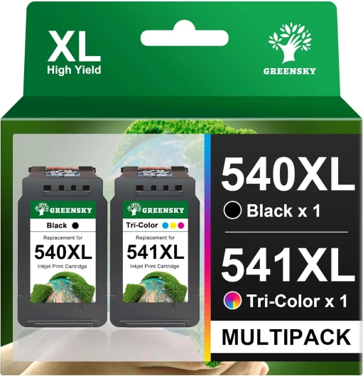 540 et 541 XL Compatible pour Cartouche Canon 540 541 XL pour Canon MG3650s MG3600 pour PIXMA TS5150 TS5151 TS5100 MG4200 MG3650 MG3550 MG3500 MX475 MX515 MX535 PG540XL Noir CL541XL Couleur 540XL Noir 541XL Couleur